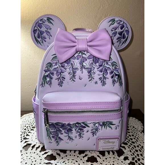 Loungefly Minnie Mouse Wisteria Ears Floral Scented Mini Backpack Ears - Picture 2 of 8
